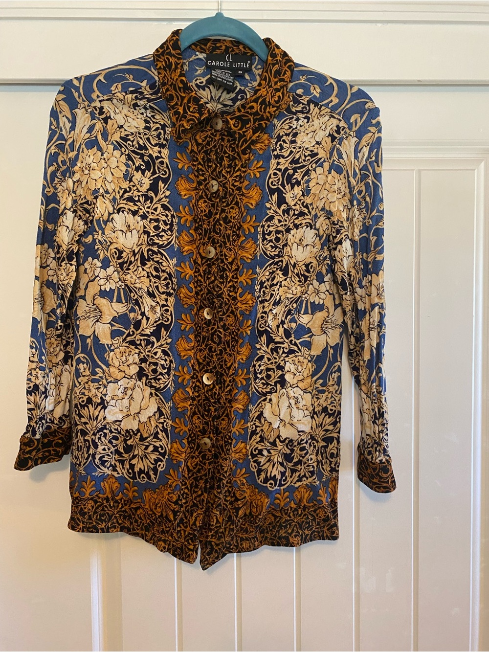 Vintage Carole Little Floral Button-Front Shirt